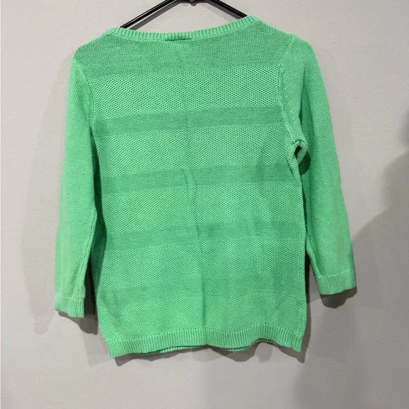 LOFT Mint Green Textured Stripe Knit Sweater - Small - Picture 4 of 6